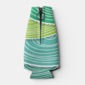 カールした抽象芸術の緑の波の背景 ボトルクーラー (裏面)