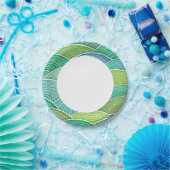 カールした抽象芸術緑波の背景 ペーパープレート (パーティー)