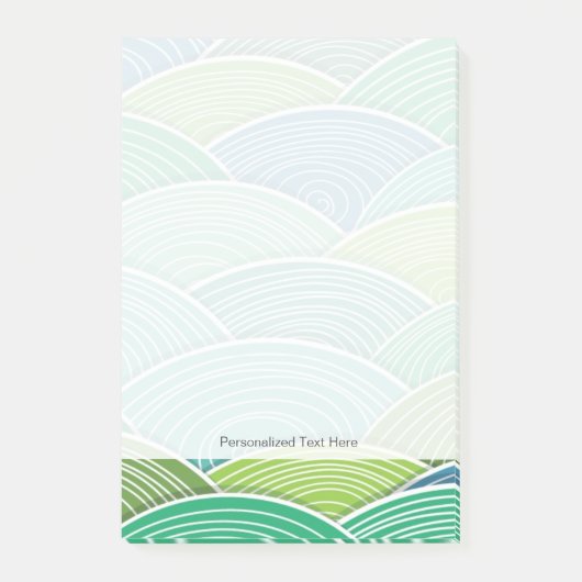 カールした抽象芸術緑波の背景 ポストイット (正面)