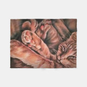 カールするオレンジ虎猫猫のスケッチ フリースブランケット (正面(横))