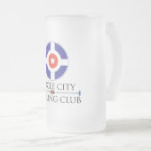 カールする円都市-曇らされたビールのジョッキ フロストグラスビールジョッキ (正面右)