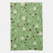 カールと抽象芸術花。 キッチンタオル (縦)