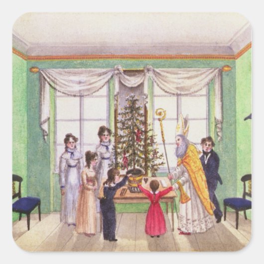 カールの日記からクランプスとセント・ニコラス スクエアシール (正面)