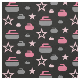 カールの石および星の生地-ピンク ファブリック