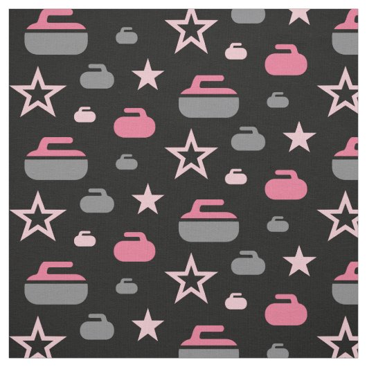 カールの石および星の生地-ピンク ファブリック (見本)