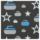 カールの石および星の生地-青 ファブリック (クローズアップ)