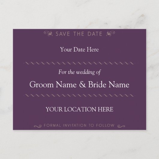 カールエレガントパープル日付ポストカードの保存 案内ポストカード (正面)