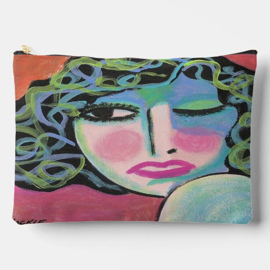 カールカラフルオリジナル抽象芸術アート アクセサリーポーチ (正面)