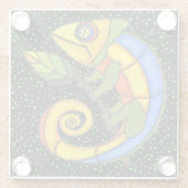 カールカラフルトカゲ大円の目 ガラスコースター (裏面)