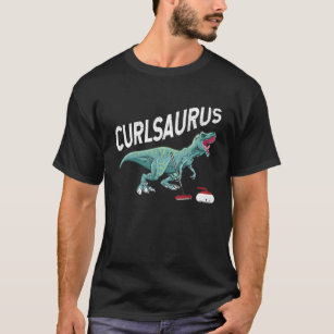 カールサウルスカーリングサウルス恐竜カーリングアイロン Tシャツ