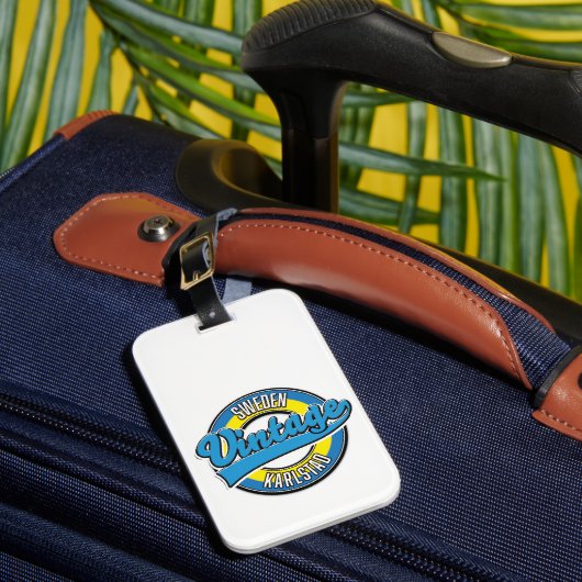 カールスタッドスウェーデンヴィンテージスタイルロゴ ラゲッジタグ (正面インサイチュ1)