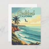 カールスバッドカリフォルニアサンディエゴビーチヴィンテージカード (正面/裏面)
