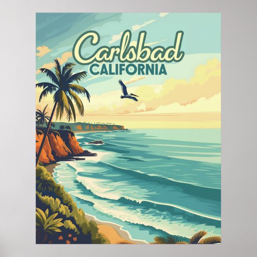 カールスバッドカリフォルニアサンディエゴビーチヴィンテージ ポスター (正面)