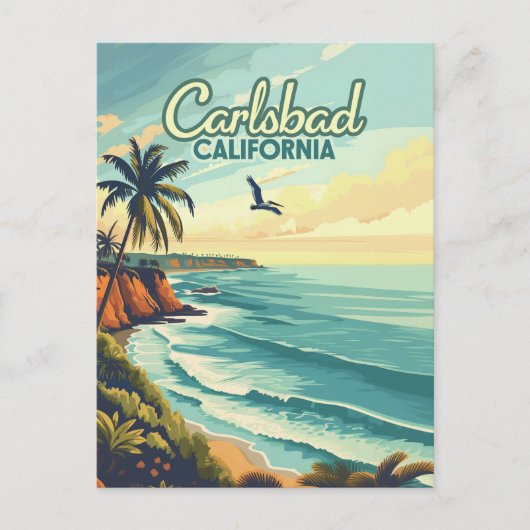 カールスバッドカリフォルニアサンディエゴビーチヴィンテージ ポストカード (正面)