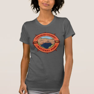 カールスバッドカーバーンズ国立公園レトロコンパス Tシャツ