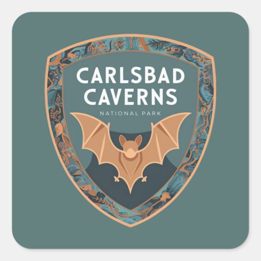 カールスバッドカーヴァンズUS国立公園こうもりエンブレム スクエアシール (正面)