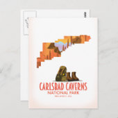 カールスバッド国立公園ニューメキシコの地図 ポストカード (正面/裏面)