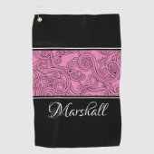 カールデザインピンク白黒ゴルフタオル ゴルフタオル (正面)