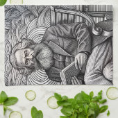 カールマルクス引用文デザイン – 変化を待て！ キッチンタオル (折り畳み)