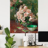 カールモルヴィンテージホワイトローゼス ポスター (ホームオフィス)