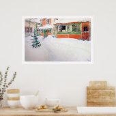 カールラルソンコテージインスノーファインアートプリント ポスター (キッチン)