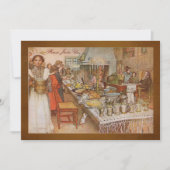 カールラーションが付いている休日のディナー・パーティ 招待状 (正面)