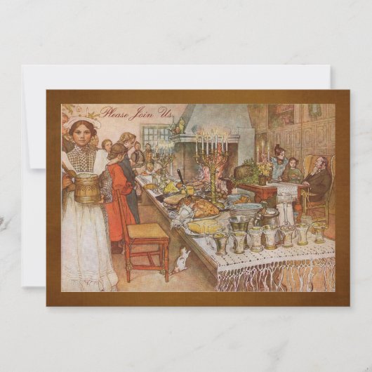 カールラーションが付いている休日のディナー・パーティ 招待状 (正面)