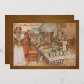 カールラーションが付いている休日のディナー・パーティ 招待状 (正面/裏面)