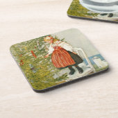 カールラーションのクリスマスツリーの紙吹雪のヴィンテージ コースター (左側)