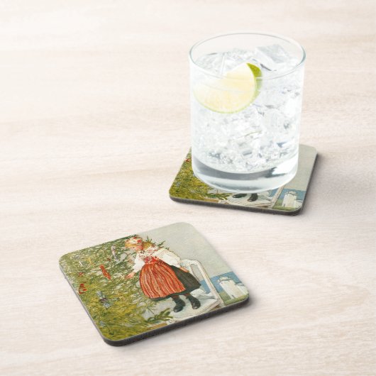 カールラーションのクリスマスツリーの紙吹雪のヴィンテージ コースター (右側)