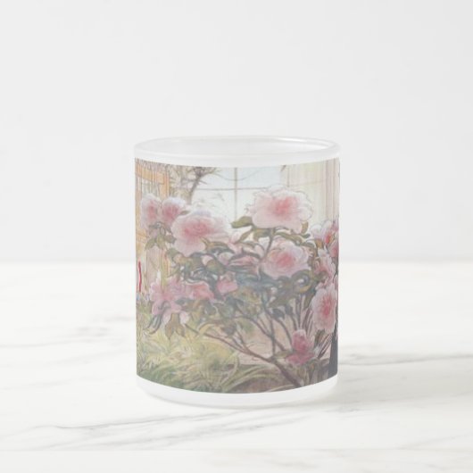 カールラーションのツツジの花のヴィンテージのファインアート フロストグラスマグカップ (中央)