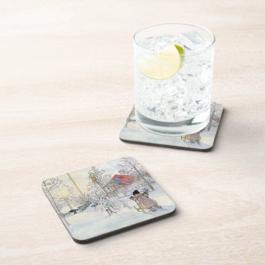 カールラーションの冬場面休日のコースターセット コースター (右側)