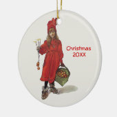 カールラーションの日付を記入される小さいスウェーデンの女の子のカスタム セラミックオーナメント (左)
