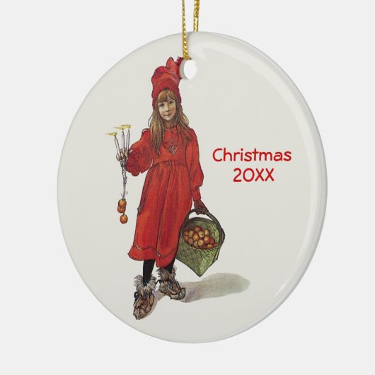 カールラーションの日付を記入される小さいスウェーデンの女の子のカスタム セラミックオーナメント (左)
