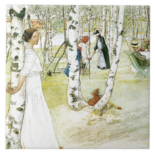 カールラーションの水彩画家族の絵画のタイル タイル