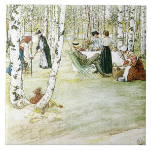 カールラーションの水彩画家族の絵画のタイル タイル