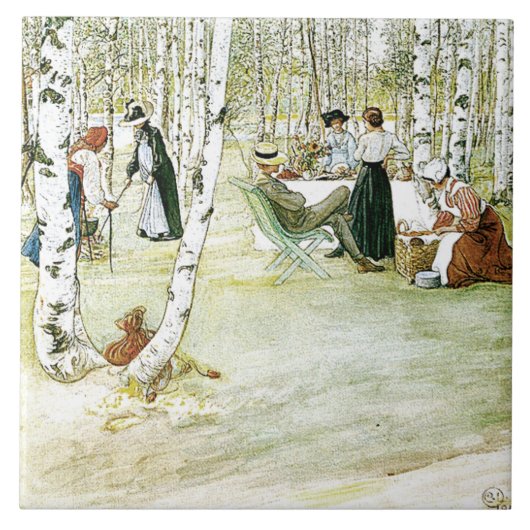 カールラーションの水彩画家族の絵画のタイル タイル (正面)