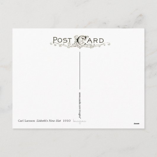 カールラーションリスベートの新しい帽子の休日の冬 シーズンポストカード (裏面)