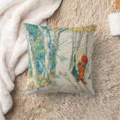 カールラーション著冬のスキー クッション (ブランケット)