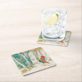 カールラーション著冬のスキー スクエアペーパーコースター (インサイチュ)