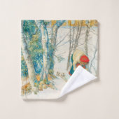 カールラーション著冬のスキー バスタオルセット (ウォッシュタオル)