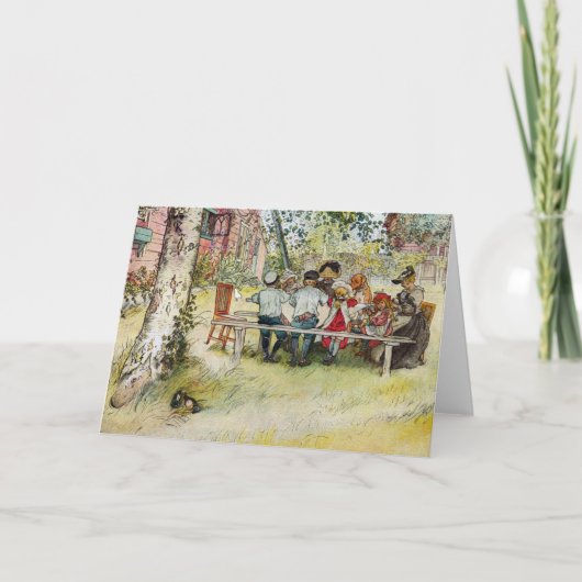 カールラーション著大きい樺の木の下の朝食 カード (正面)