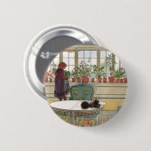 カールラーション著窓辺の花 缶バッジ (正面&裏面)