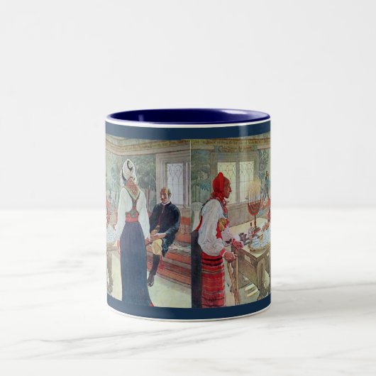 カールラーションEn Bergman Stugaのスウェーデン人のファインアート ツートーンマグカップ (中央)