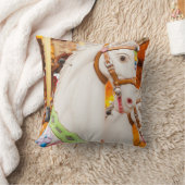 カールーセルウズウマヴィンテージグリーンイエロー装飾用クッション クッション (ブランケット)