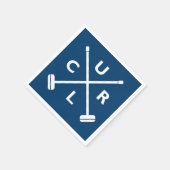 カール交差する箒の紙ナプキン – 青 スタンダードカクテルナプキン (角)