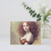 カール付きハガキ付き女性 ポストカード (スタンド正面)