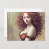 カール付きハガキ付き女性 ポストカード (正面/裏面)