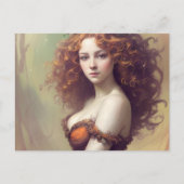 カール付きハガキ付き女性 ポストカード (正面)