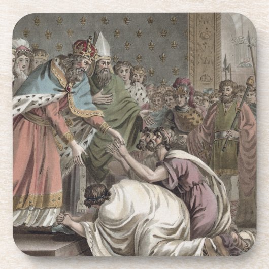 カール大帝(742-814)は大使をのための受け取ります コースター (正面)